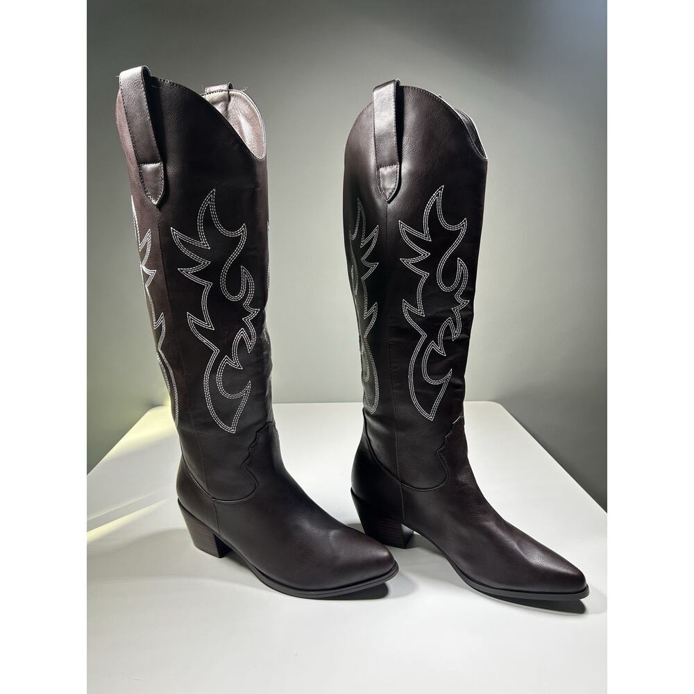 Billini Urson Cowboy Boots Women’s 10 Brown Western Knee High Embroidered NWOB